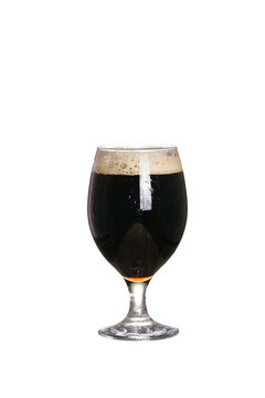 Glass of beer. Stout black dark beer, isolated on white background - image