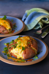 Twice Baked Potatoes with Bacon, Cheese and  Scallion