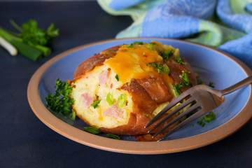 Twice Baked Potatoes with Bacon, Cheese and  Scallion