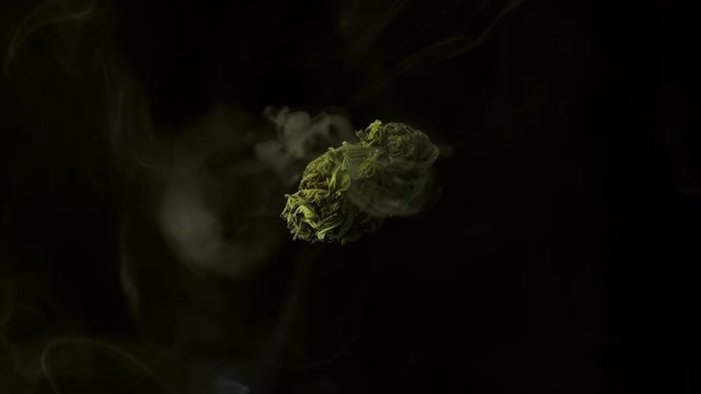 Smoke ring, Medical cannabis on a black background.