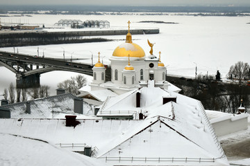 View of the beautiful Orthodox Church. Nizhny Novgorod. Russia