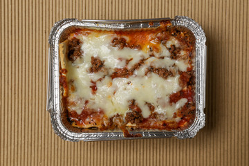 Lasagna takeaway package- Healthy Italian food in foil box