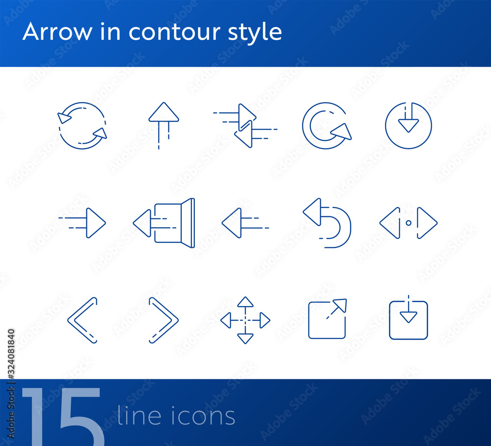 Poster arrow vector icon set in contour line style. arrow concept. vector. orientation, pointer. flat illus