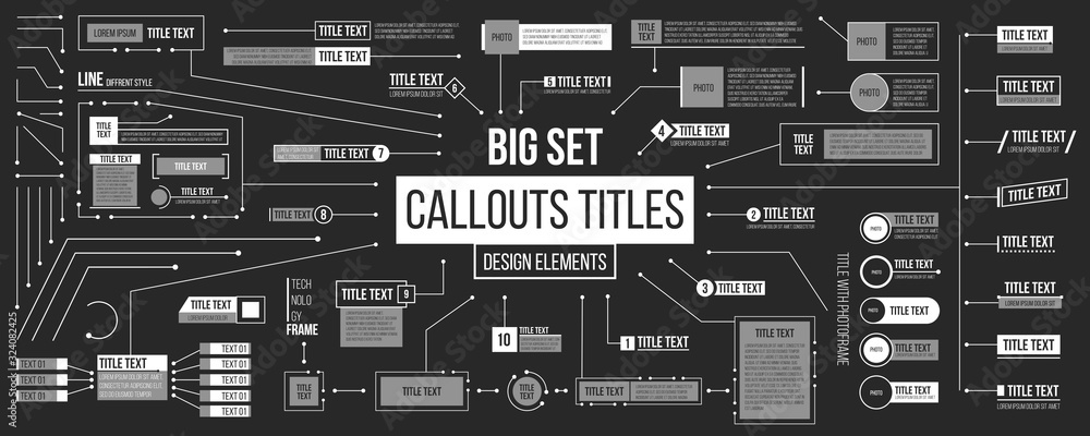 Fototapete creative vector illustration of callouts titles, lower third for presentation isolated on background