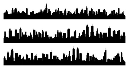 Creative vector illustration of city silhouette, skyline, cityscape, skyscraper isolated on background. Art design town cityscape silhouette template. Abstract concept graphic citys skyline element