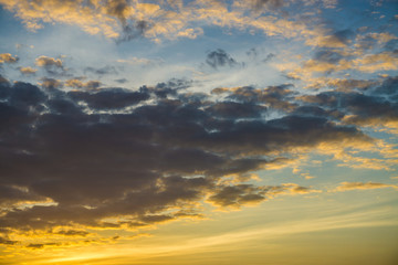 Blue sky with fluffy white cloud sunny day