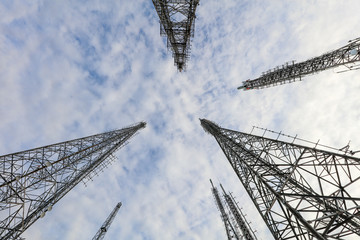 Telecommunications antenna for radio, television and telephone on the mountain.