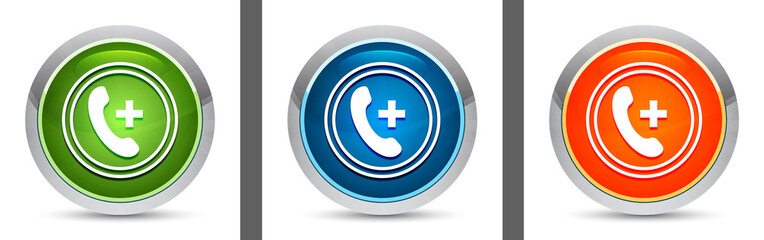 Emergency call icon modern design round button set illustration