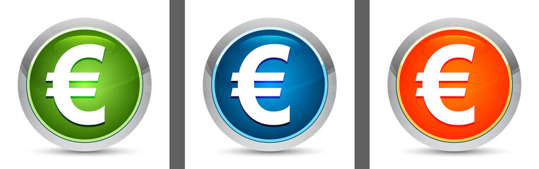 Euro sign icon modern design round button set illustration