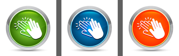 Hands clap icon modern design round button set illustration