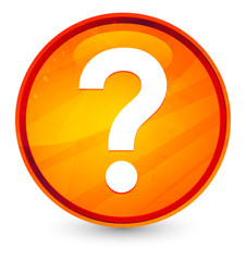 Question mark icon glassy orange round button illustration