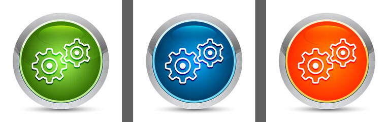 Settings process icon modern design round button set illustration