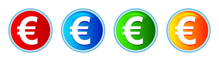 Euro sign icon glassy round button set illustration