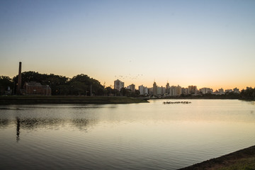 Sao Jose do Rio Preto, Sao Paulo - Cityscape of the municipal dam  park on a sunny day, tourist destination, landmark, landscape, cityscape, sunset, in high resolution