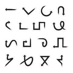 curve arrows set sketch vector design