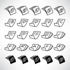 grade result or exam result icons line vector set