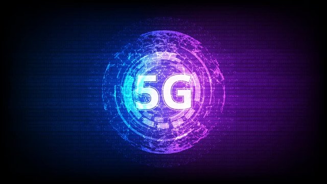 5G technology, symbol with plexus ball