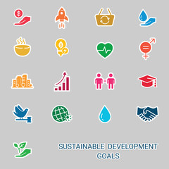 Icons Set .Sustainable Development Goals. 