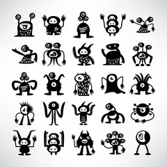 Fototapeta premium funny monster icons character vector set