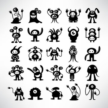 funny monster icons character vector set