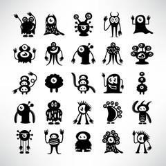 Obraz premium funny monster icons character vector set