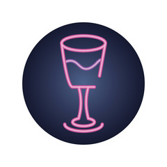 wine glass, neon style icon