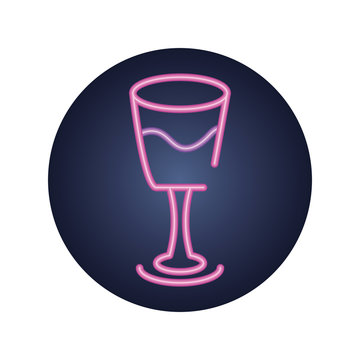 wine glass, neon style icon