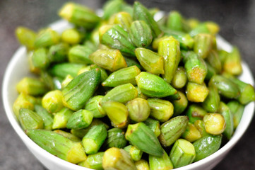 Fresh Okra in a Bowl