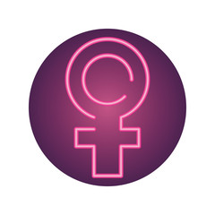 female gender symbol, neon style icon