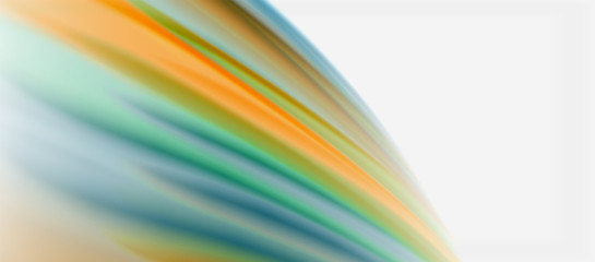 Wave lines abstract background, smooth silk design with rainbow style colors. Liquid fluid color waves. Vector Illustration