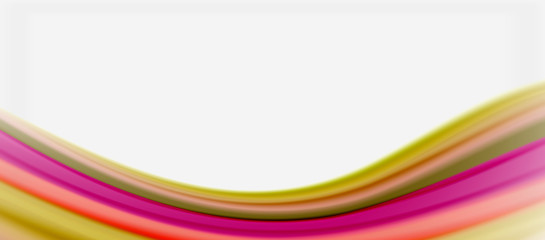 Fototapeta premium Wave lines abstract background, smooth silk design with rainbow style colors. Liquid fluid color waves. Vector Illustration