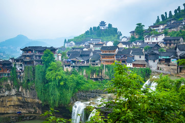 Obraz premium Furong Town, Hunan, China. Mountains and rivers in southern China, Furong Town