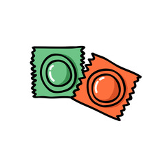 condom doodle icon, vector illustration