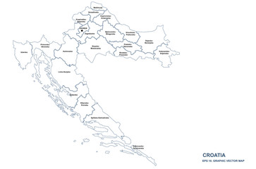 croatia map. vector of europe country map. 