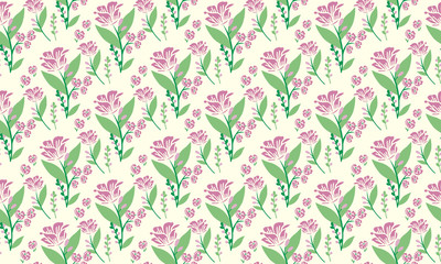 Vintage floral spring pattern background, with leaf and flower design.
