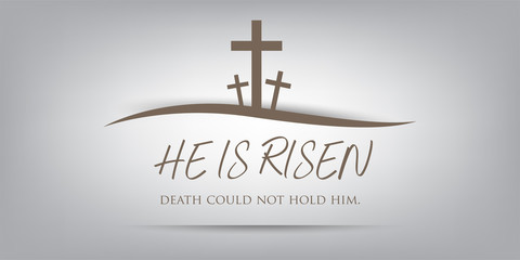 Three crosses on hill, Good Friday christian concept.