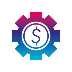 Isolated dollar gear gradient line style icon vector design
