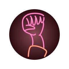 Obraz premium hand with fist up , neon style icon