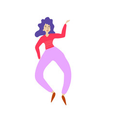 Obraz na płótnie Canvas Cheerful dancing women. vector. flat illustration of young girl dance with smile face
