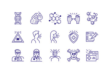 virus and health concept of icons set, line detail style