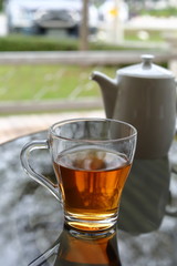 hot tea healthy drink put on table in the morning time
