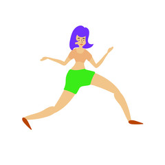 Cheerful dancing women. vector. flat illustration of young girl dance with smile face