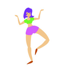 Fototapeta na wymiar Cheerful dancing women. vector. flat illustration of young girl dance with smile face