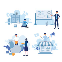 Various illustration business planning marketing investation set vector