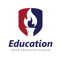 Torch logo, University Logo Design Vector