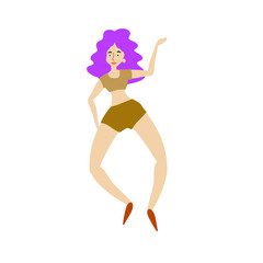 Cheerful dancing women. vector. flat illustration of young girl dance with smile face