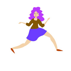 Cheerful dancing women. vector. flat illustration of young girl dance with smile face