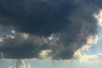 sunlight through cloud on dramatic sky after the rain