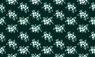 Fototapeta na wymiar Cute of leaf and floral pattern background, for spring banner design.