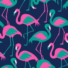 Vector seamless pattern with flamingos